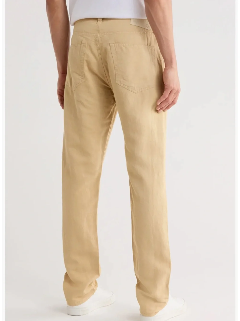 NWT AG Adriano Goldschmied Everett slim straight linen tan pants